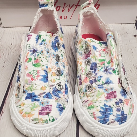 Blowfish Malibu Kids Play-T Off-White Azra Print Canvas Shoes - Size 8 - Picture 1 of 10